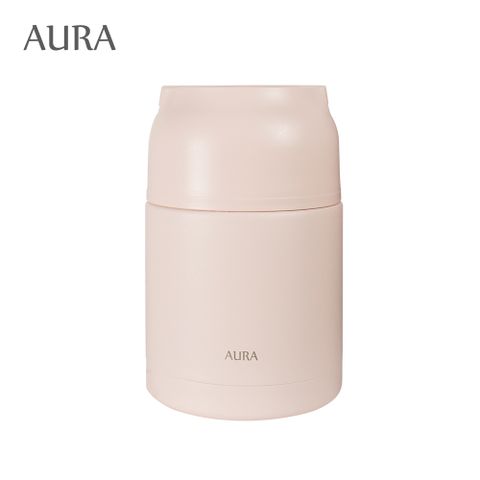 AURA 艾樂 手提陶瓷易潔層真空食物罐800ml(淡粉)