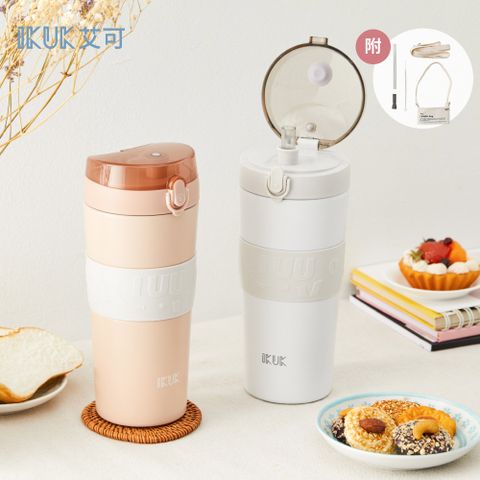IKUK 艾可 真陶瓷保溫杯-大Q彈蓋保溫杯800ml(吸管杯/彈蓋杯/陶瓷保溫瓶/冰壩杯/大容量保冰杯/飲料環保杯)