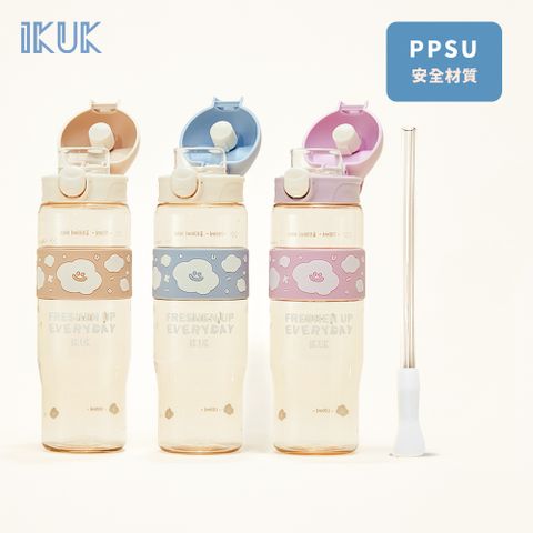 【IKUK 艾可】 德國材質PPSU兩用水壺830ml-附粗吸管水壺