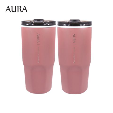【AURA 艾樂】簡約真陶瓷激凍杯800ml-粉紅+粉紅