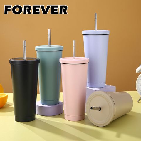 (買一送一)【日本FOREVER】不鏽鋼陶瓷塗層易潔飲料杯/隨行杯710ML
