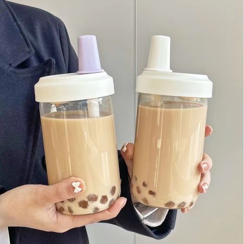 逛逛市集 2入 嚼對搖搖PP吸管杯500ml (贈杯套 大象杯 塑膠吸管杯 網紅杯)