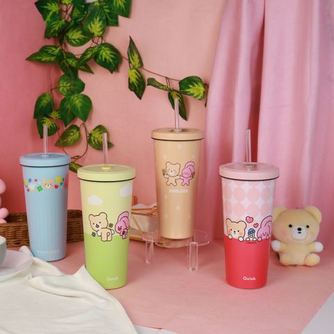 【Oolab 良杯製所】710ml PINK&VEN系列 陶瓷易潔層吸管杯