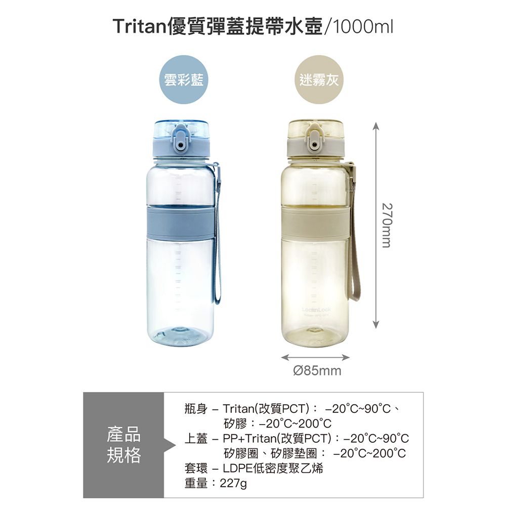 LocknLock 樂扣樂扣 Tritan優質彈蓋提帶水壺1000ml