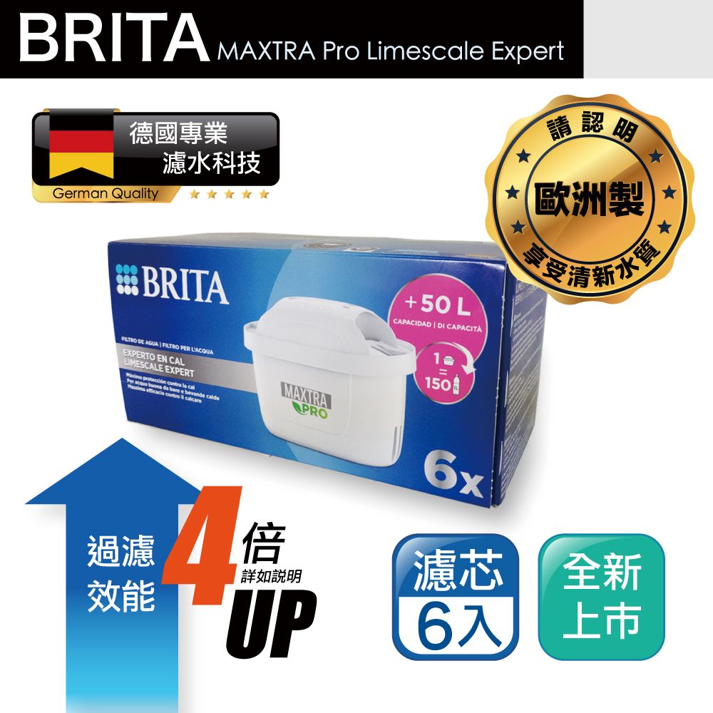 BRITA 德國製 MAXTRA Pro Limescale Expert 去水垢濾芯 6入  濾水壺皆適用 原裝平輸 (新一代取代maxtra plus)