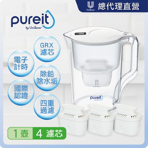 unilever 聯合利華 Pureit PX3070即凈濾水壺3.5L+濾芯3入組(共1壺4濾芯)