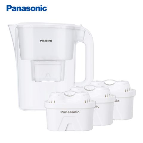 Panasonic 國際牌 TK-CNP55-W 3.5L雙口速淨濾水壺-白+濾芯*3