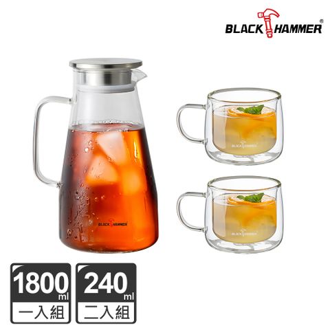 BLACK HAMMER 沁涼曲線耐熱玻璃一壺二杯組