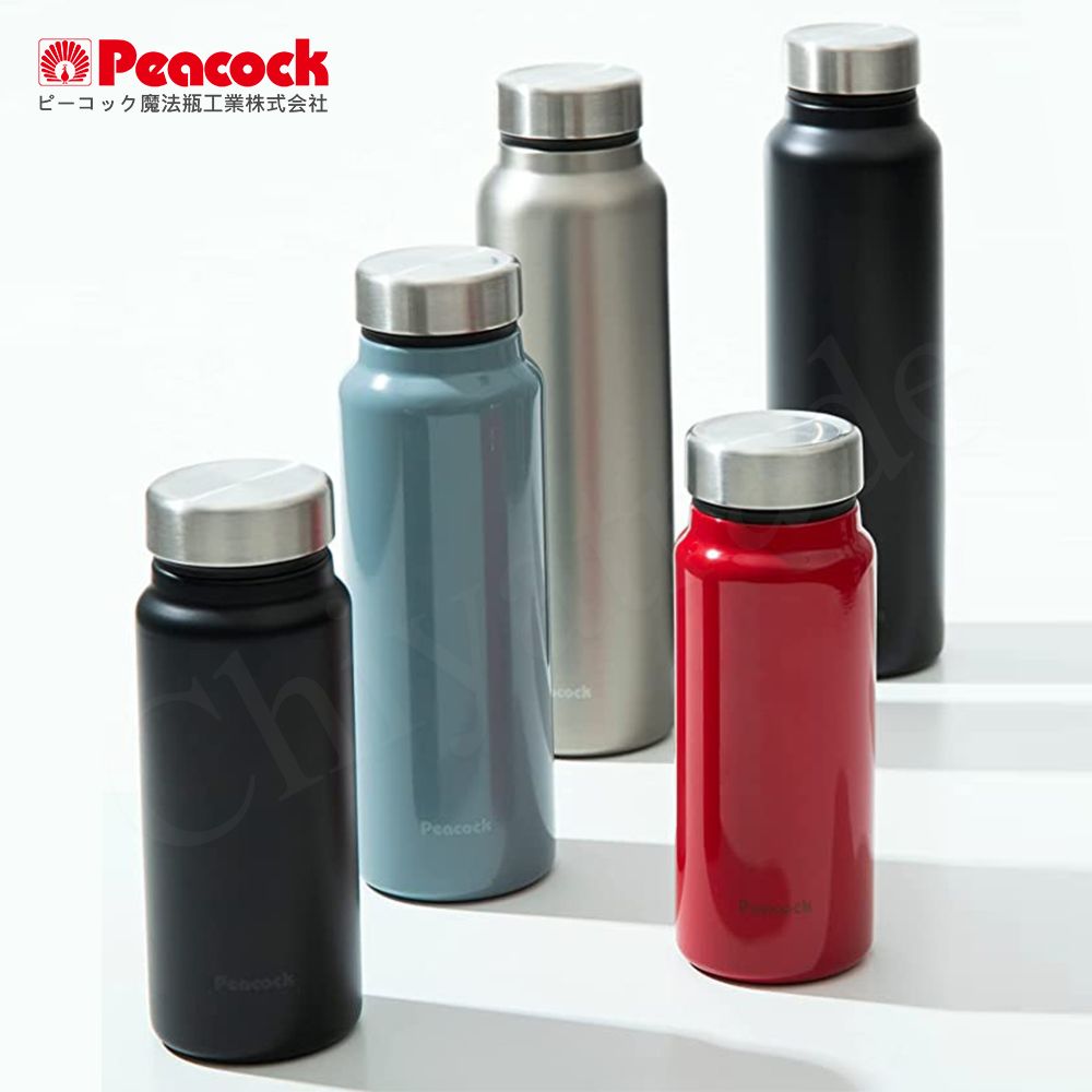 Peacock 日本孔雀 商務休閒 不鏽鋼保冷保溫杯600ML(輕量化設計)-灰藍