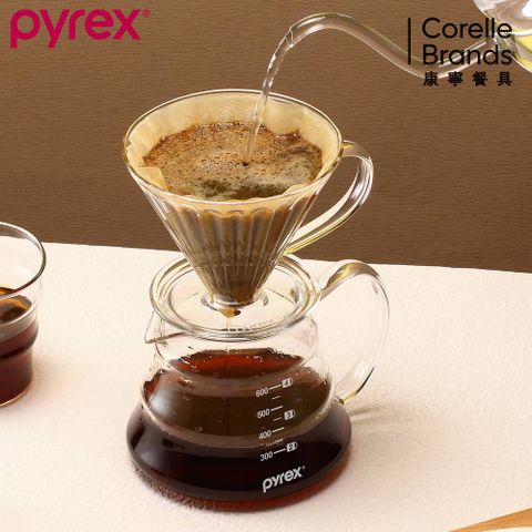 康寧Pyrex Café 咖啡壺組(咖啡玻璃壺 700ML+玻璃濾杯)