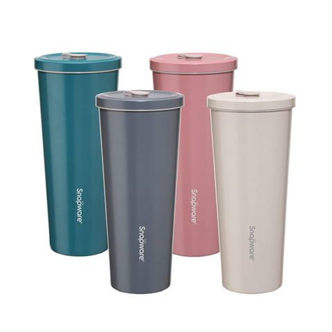 康寧 SNAPWARE 陶瓷不鏽鋼真空保溫吸管杯兩入組(多色可選)加贈吸管3件組X2+杯套X2+杯刷X1