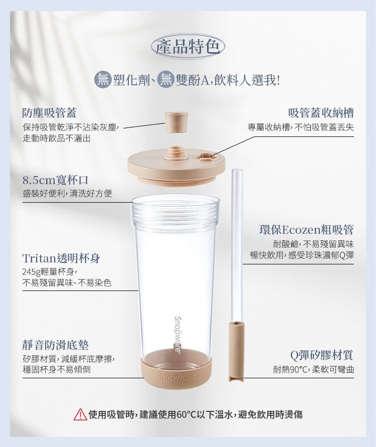 Corelle Brands 康寧餐具 Tritan跳跳吸管杯840ML(多色可選)