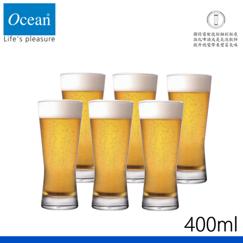 【Ocean】啤酒杯-400ml(6入)大都會系列