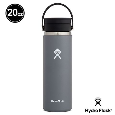 防漏設計 易洗易裝Hydro Flask 20oz/592ml 寬口旋轉咖啡蓋保溫瓶 石板灰