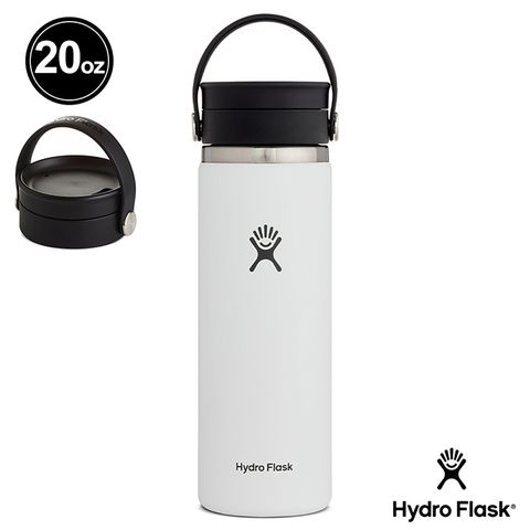 防漏設計 易洗易裝Hydro Flask 20oz/592ml 寬口旋轉咖啡蓋保溫瓶 經典白