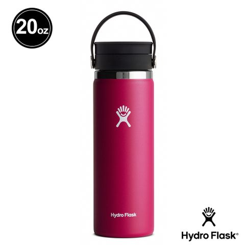 防漏設計 易洗易裝Hydro Flask 20oz/592ml 寬口旋轉咖啡蓋保溫瓶 酒紅色