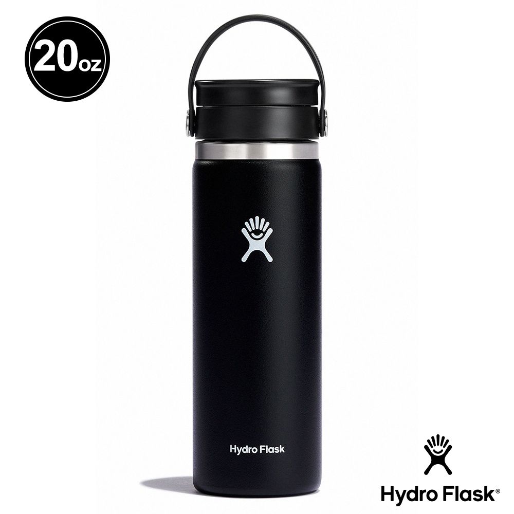 Hydro Flask  20oz/592ml 寬口 旋轉 咖啡蓋 保溫瓶 時尚黑