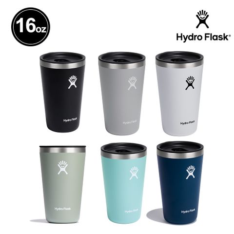 Hydro Flask 16oz/473ml 保溫 附蓋 隨行杯 時尚黑 粉灰 經典白 灰綠 露水綠 靛藍色