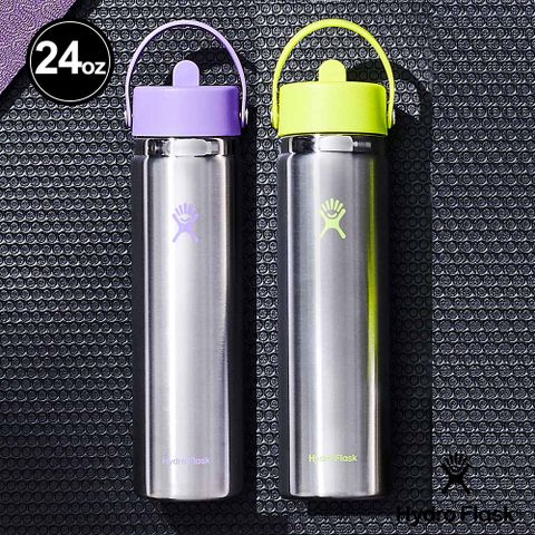 Hydro Flask 24oz 709ml 寬口 吸管 真空 保溫瓶 原色/萊姆綠 原色/紫羅蘭