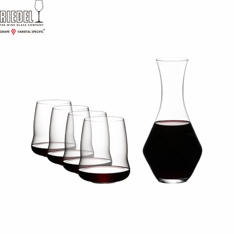 RIEDEL 酒杯之王 SL Wings 超值組-Cabernet紅酒杯4入+醒酒器1入_酒杯675ml/醒酒器1050ml