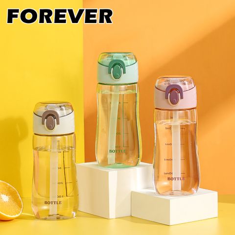 FOREVER 鋒愛華 【日本】開蓋式吸管攜帶式外出運動水壺570ML-2入