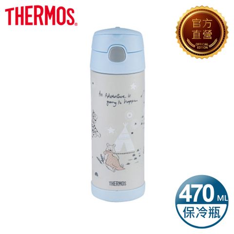 THERMOS 膳魔師 真空兩用保冷瓶 兒童水壺470ml-小熊維尼星空露營篇(F4021CWP-WW)