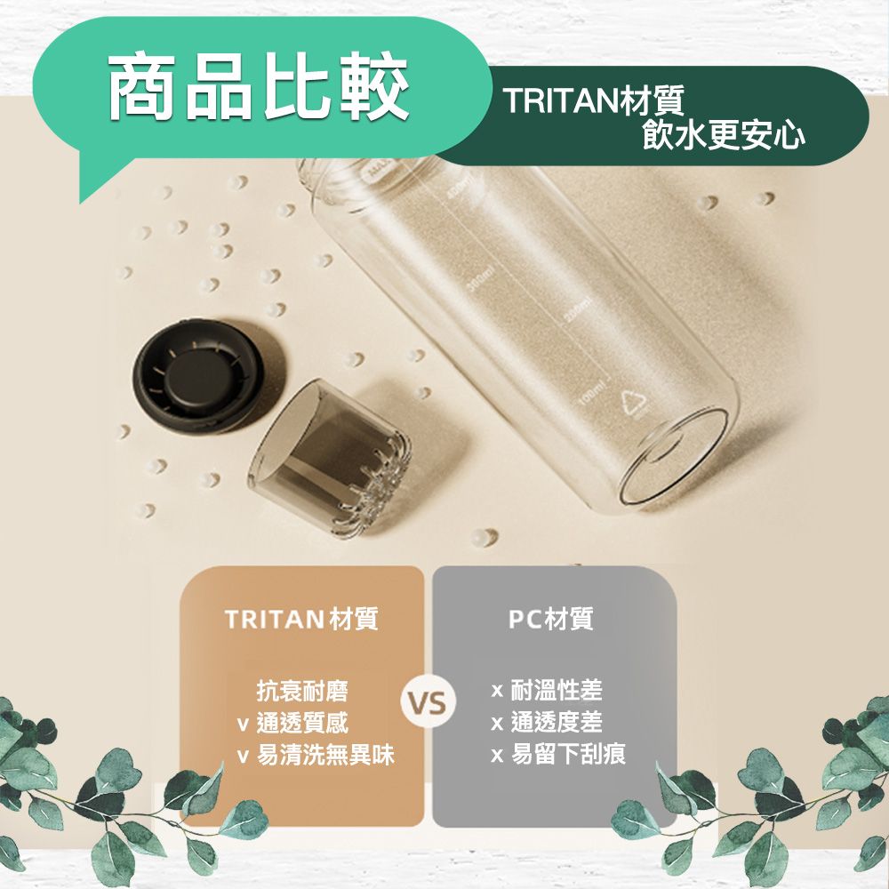 儀家生活館 自動吸附 磁吸彈跳獨立茶倉Tritan水壺 550ml