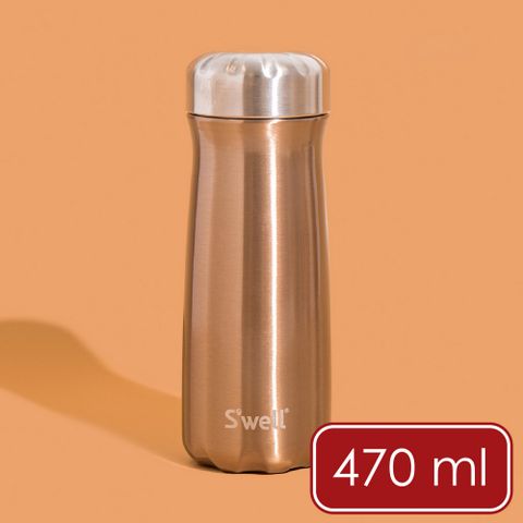 S'well 美國  Traveler不鏽鋼保溫瓶(香檳金470ml) / 保溫杯 保冷保冰杯 水壺 環保杯 便攜杯 咖啡杯 隨行杯