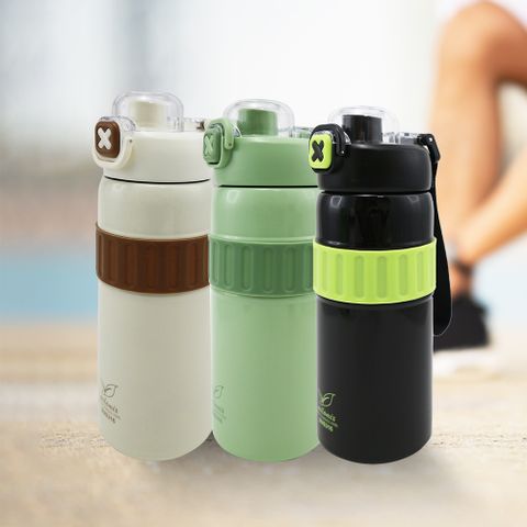 一品川流 Q Monster 萌絲塔316不鏽鋼雙飲杯-600ml-2支 (附吸管)