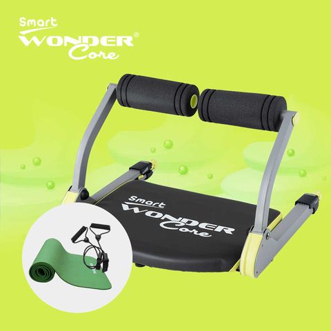 ★全球熱銷 名人愛用推薦 ★Wonder Core Smart 全能輕巧健身機「嫩芽綠」三件組(含運動墊、拉力繩)