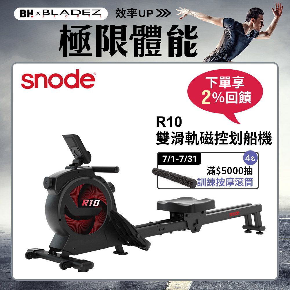 BLADEZ 【Snode】R10 雙滑軌磁控划船機(全身訓練器/划船訓練)