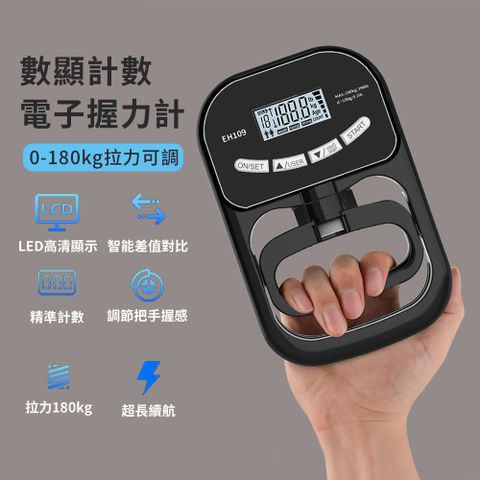 BASEE 數顯計數電子握力器 家用健身腕力拉力計 握力體能測試儀 握力訓練鍛練握力計 測力計/握力圈