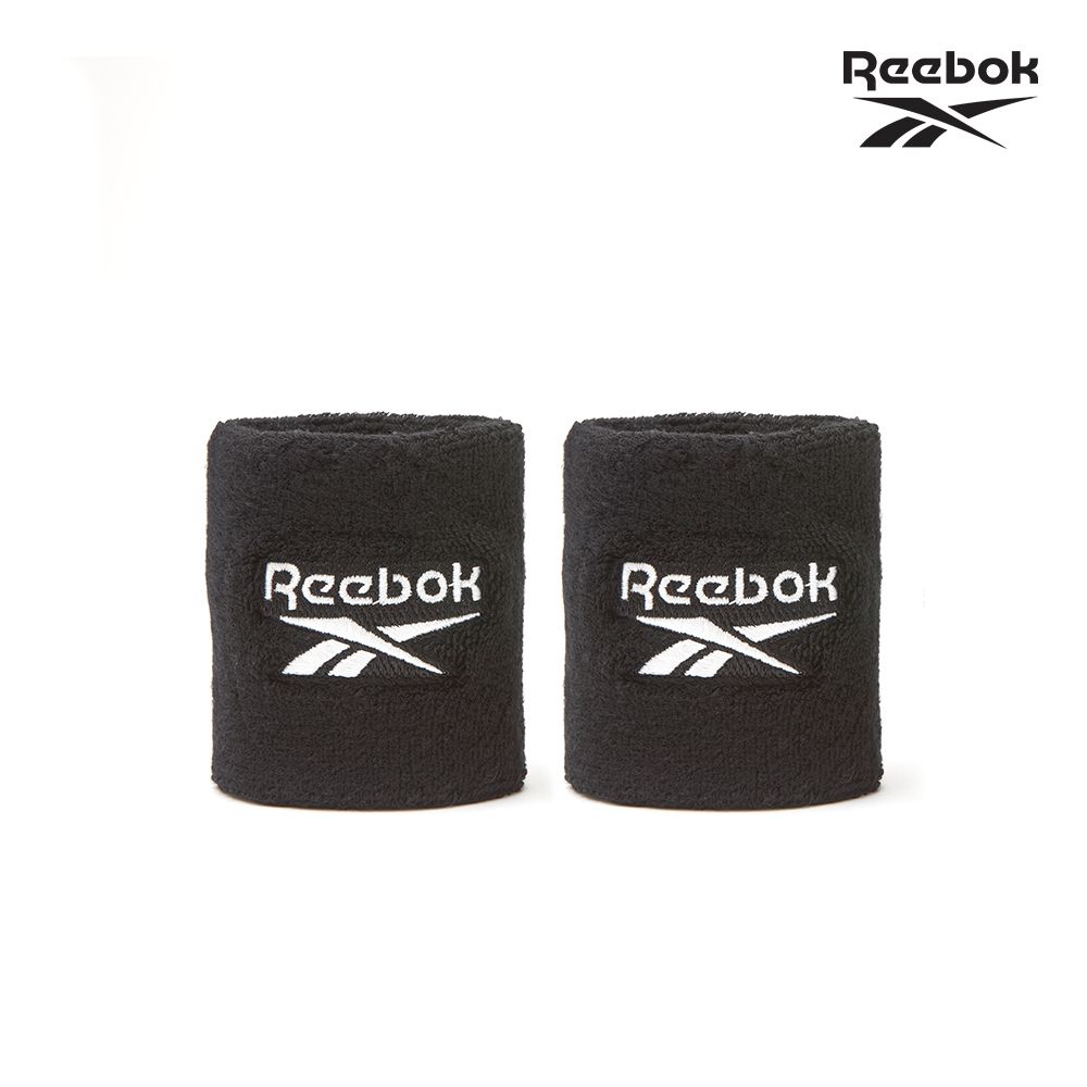 Reebok 銳步 棉質舒適運動護腕-黑/白 (2入)