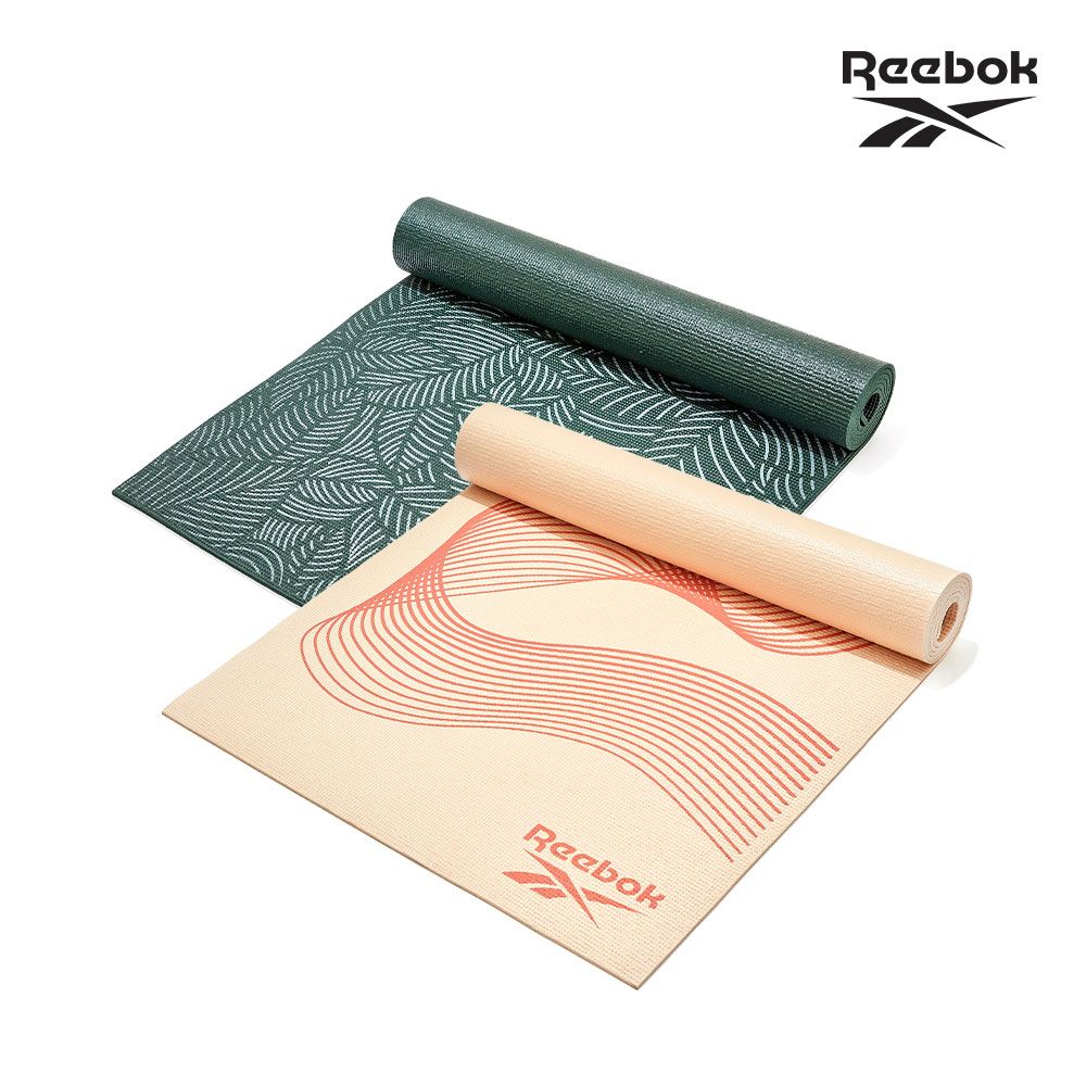 Reebok 防滑舒適瑜珈墊-4mm(夜幕綠/流線橘)