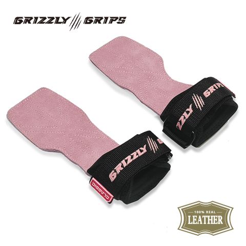 【GrizzlyGrips】經典雙層 牛皮款 三合一健身 拉力帶 蜜桃粉