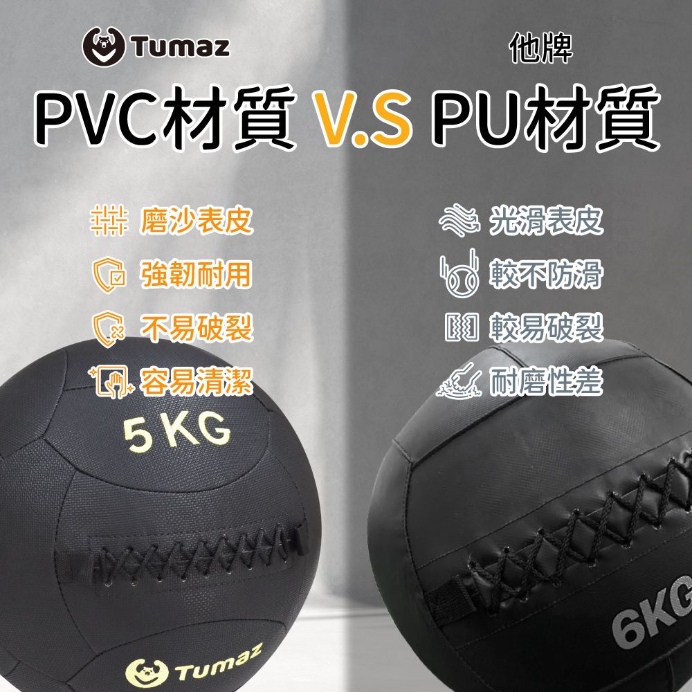 TUMAZ 月熊健身 專業級PVC軟式藥球  8kg 缃橙色 免運/ 2-8KG可選/ 耐用防滑/ 極佳手感