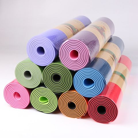【Crazy yoga】TPE雙色瑜珈墊(6mm)(顏色花紋隨機)(贈綁帶+網袋)