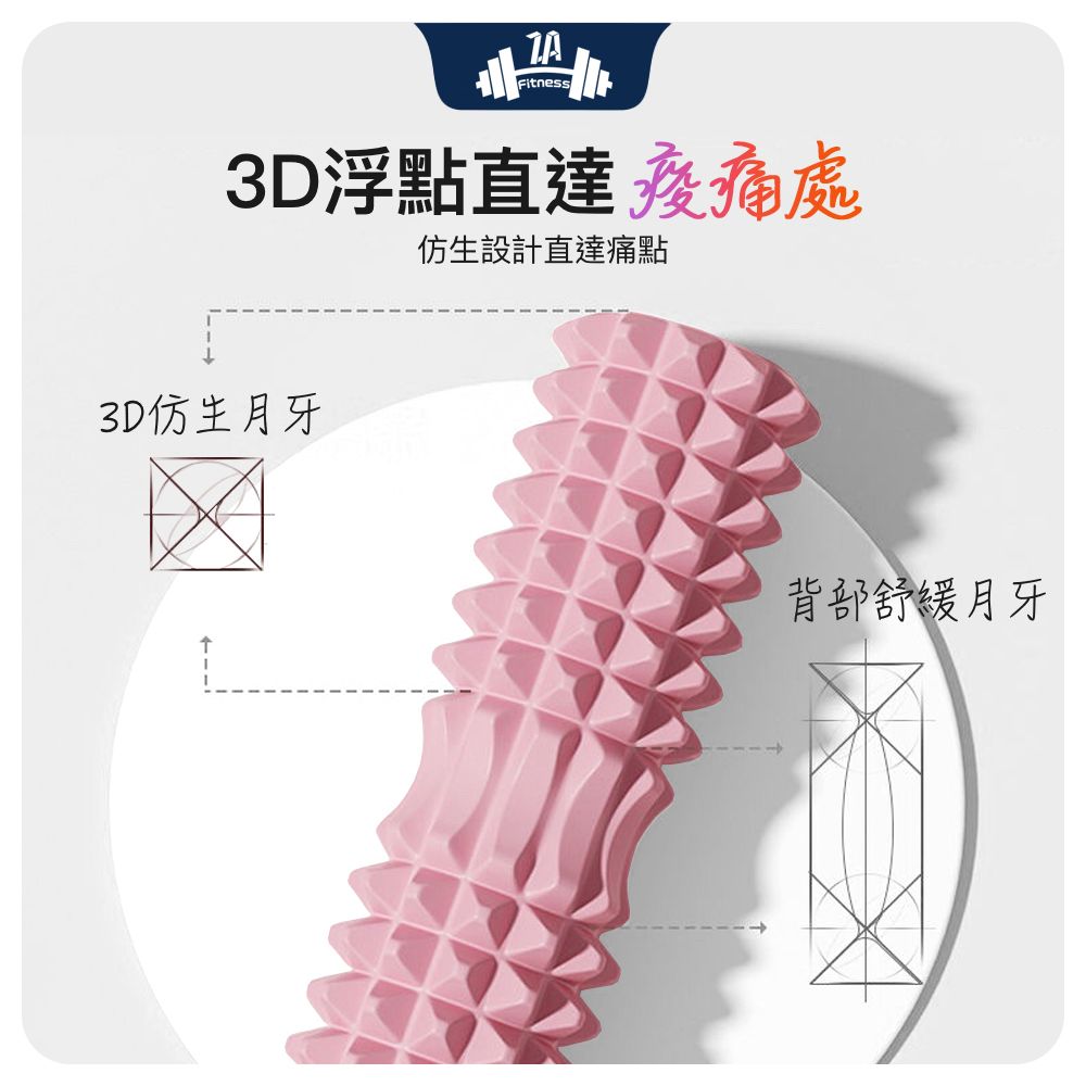 Fitness3D浮點直達痠痛處仿生設計直達痛點3D仿生月牙背部舒緩月牙