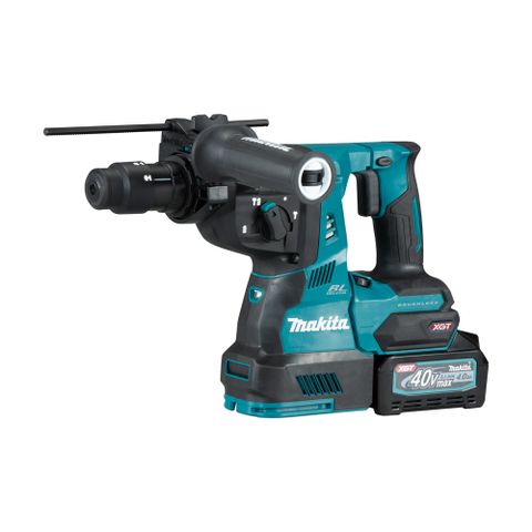 Makita 牧田 40V充電式無刷四溝鎚鑽( 兩用夾頭 ) 4.0雙電池 HR004GM202(附集塵器)