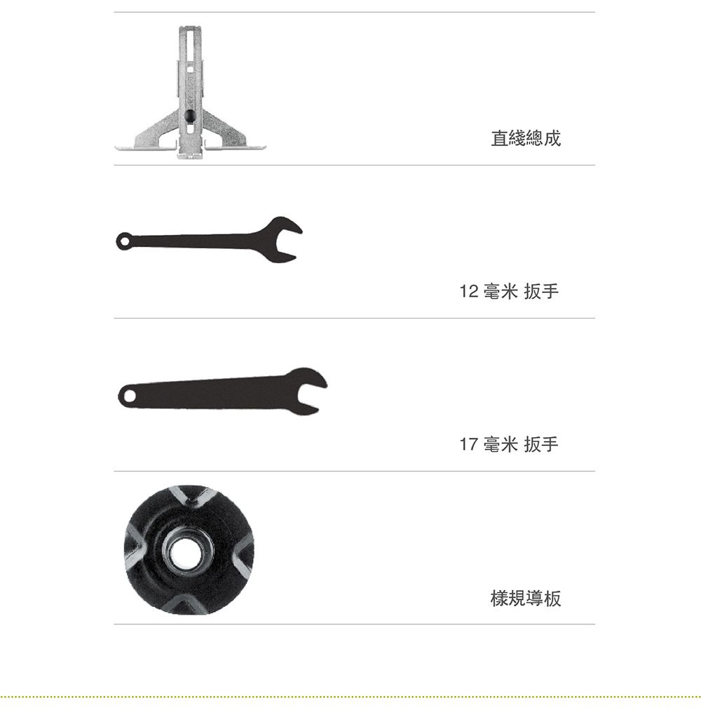 直綫總成12  扳手17 毫米 扳手樣規導板