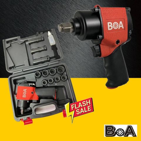 【BOA】迷你型氣動扳手 超短型氣動扳手工具組套 槍型氣動扳手套組 高扭力雙環超耐用氣動扳手