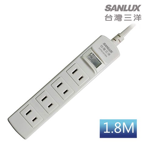 SANLUX台灣三洋轉接電源線-2孔4座1切插座(SYPW-241WA)1.8M