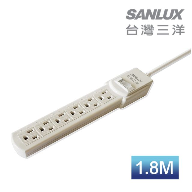 SANLUX 台灣三洋 轉接電源線-三孔六座單切(SYPW-361A)1.8M