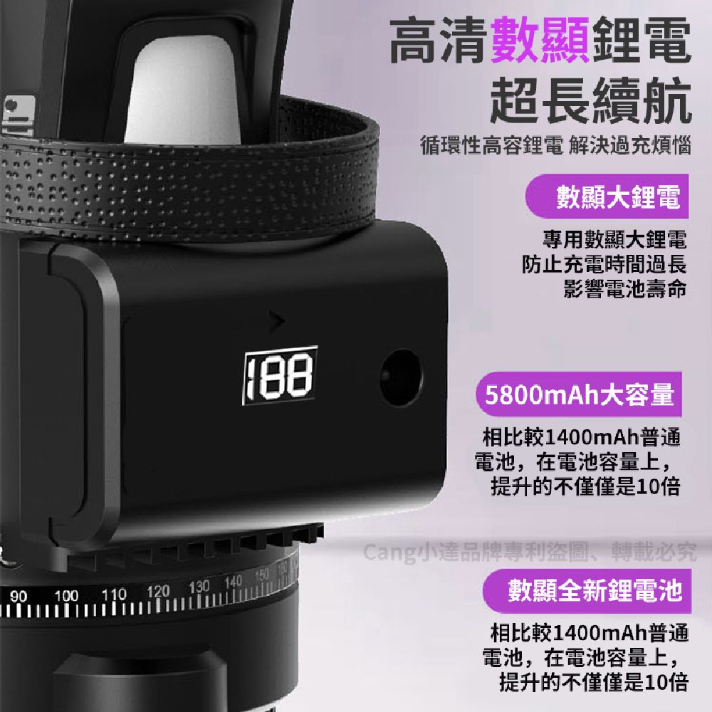 90100110高清數顯電超長續航循環性高容鋰電 解決過充煩惱數顯大鋰電專用數顯大鋰電防止充電時間過長影響電池壽命120 130 140 5800mAh大容量相比較1400mAh普通電池,在電池容量上,提升的不僅僅是10倍Cang小達品牌專利盜圖轉載必究數顯全新鋰電池相比較1400mAh普通電池,在電池容量上,提升的不僅僅是10倍