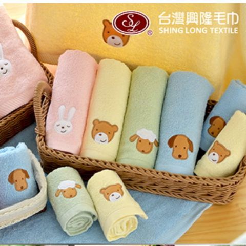 毛圈款．動物家族純棉毛巾 (6條毛巾組)【台灣興隆毛巾製】熱銷款