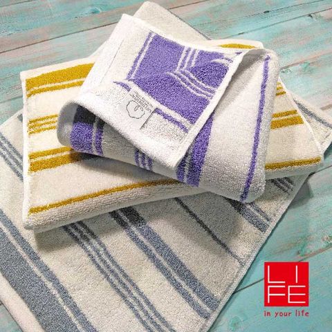 【LIFE 來福牌】永恆歲月緞條毛巾2入包