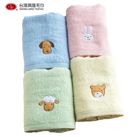 毛圈款．動物家族純棉浴巾(4條浴巾組/加贈同系列大方巾1條)【台灣興隆毛巾製】熱銷款