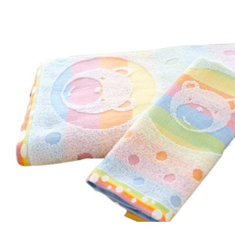 美國棉．彩虹動物提花浴巾(2條組 贈彩虹熊大方巾1條) 【台灣興隆毛巾製】