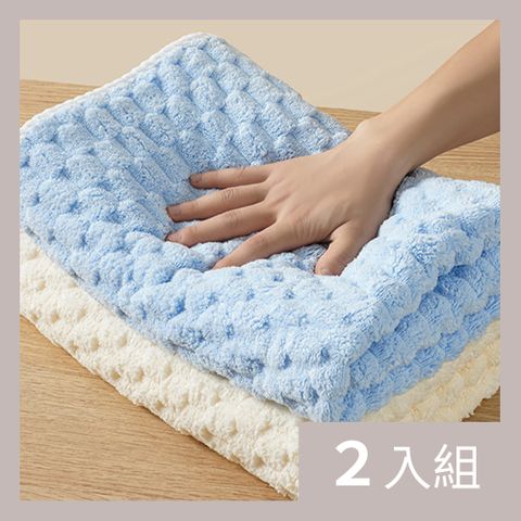 【CS22】雲朵格珊瑚絨不掉毛三件套組(浴巾+毛巾+包頭巾)-2入