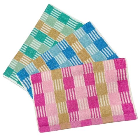 大格紋緞純棉擦髮巾(3條毛巾組) 3色組合【台灣 雲林製造】加長毛巾